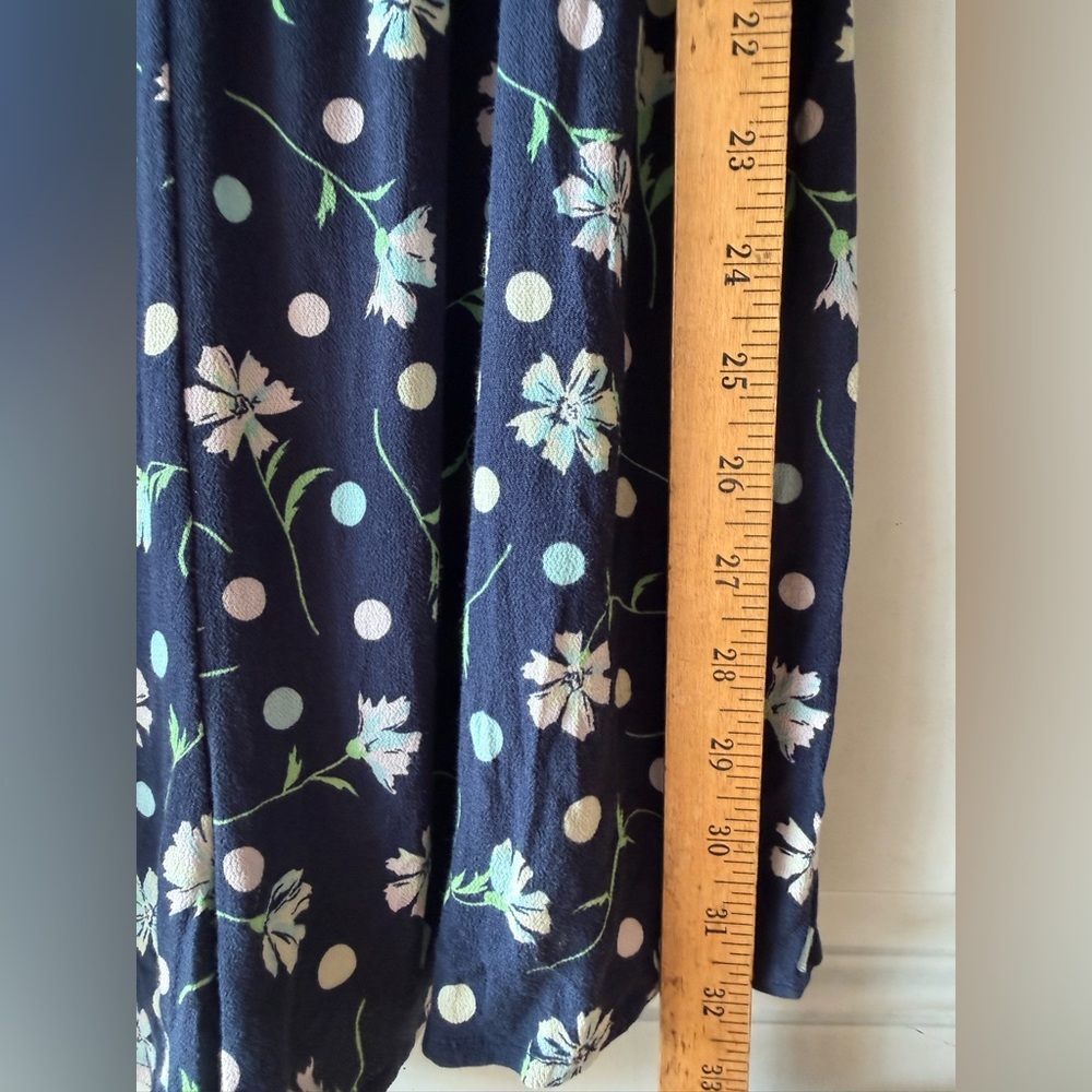 BP Navy Floral Polka Dot Print Sleeveless Rayon Romper - Picture 6 of 8
